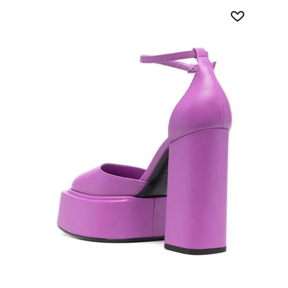 NEW - 3 JUIN - Leather Ambra Sandals Heel Shoes13 Cm In AMETHYST - SIZE 8 OR 38 - Picture 3 of 6